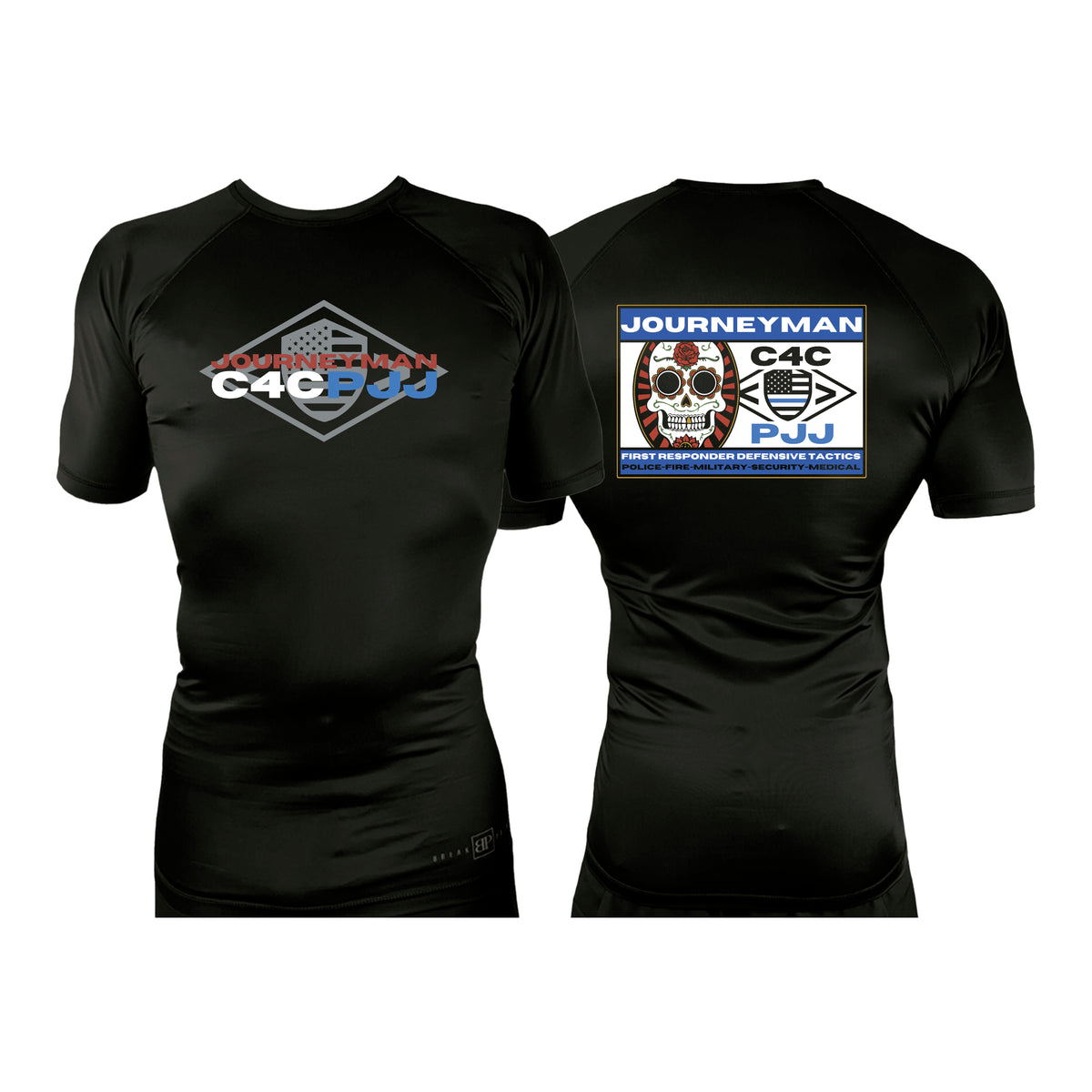 Journeyman Grappling All Black Custom Rash Guards Short Sleeves #8011 E