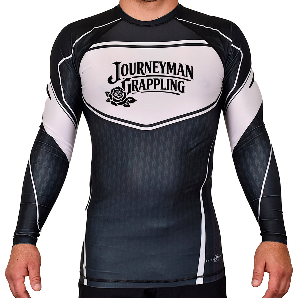 Journeyman Grappling Academy Rash Guards Black/White #8011 G