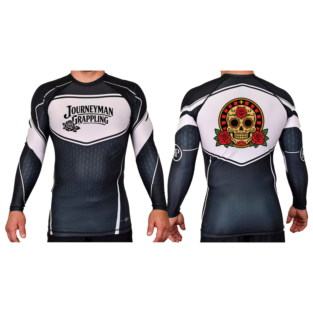 Journeyman Grappling Academy Rash Guards Black/White #8011 G