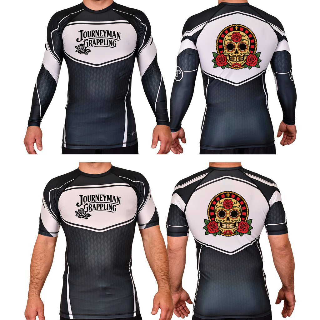Journeyman Grappling Academy Rash Guards Black/White #8011 G