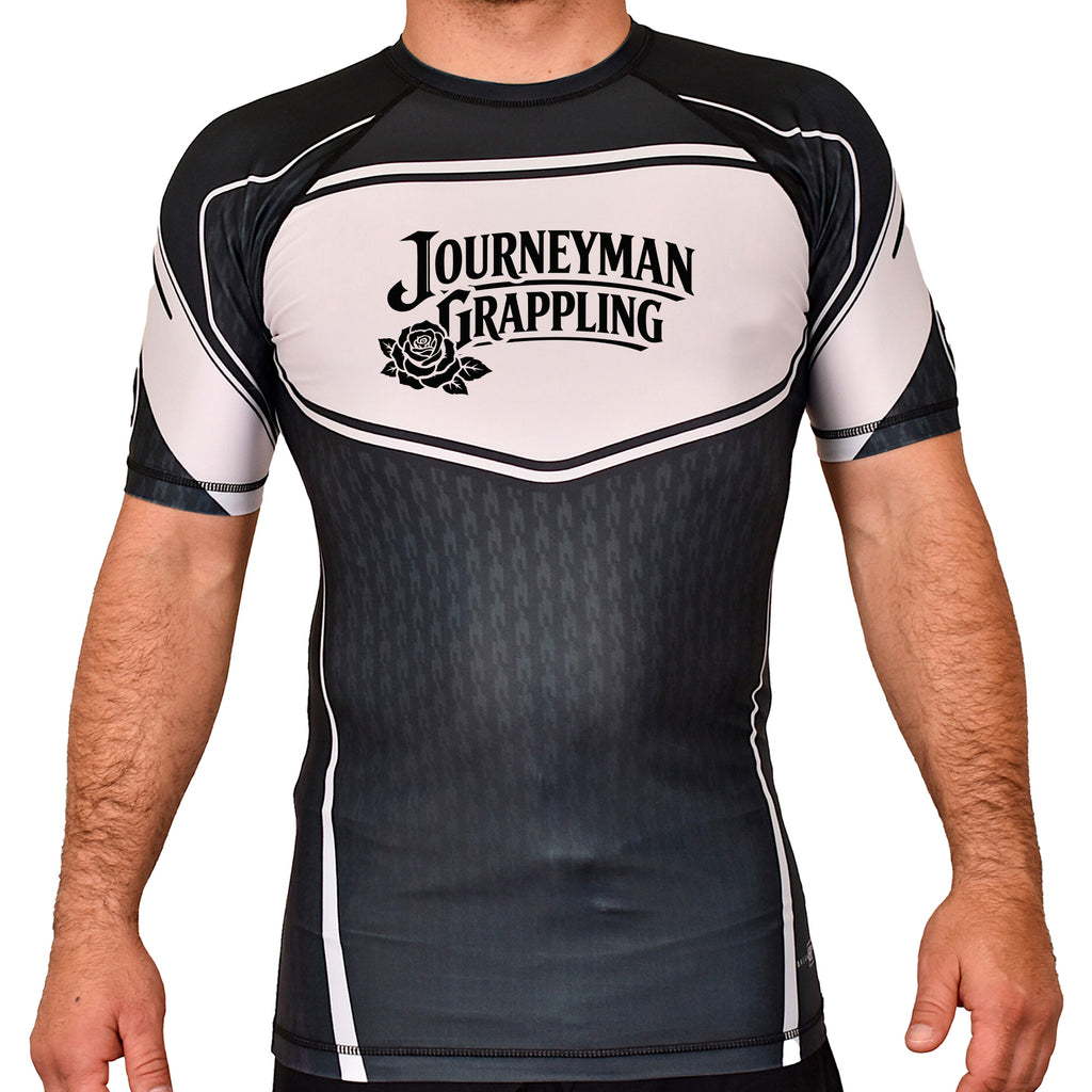 Journeyman Grappling Academy Rash Guards Black/White #8011 G