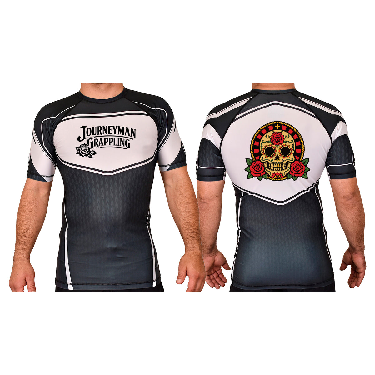 Journeyman Grappling Academy Rash Guards Black/White #8011 G
