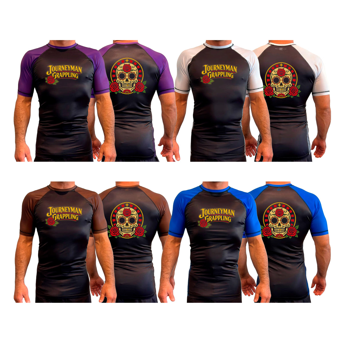 Journeyman Grappling All Black Ranked Short Sleeve Rash Guards #8011 G