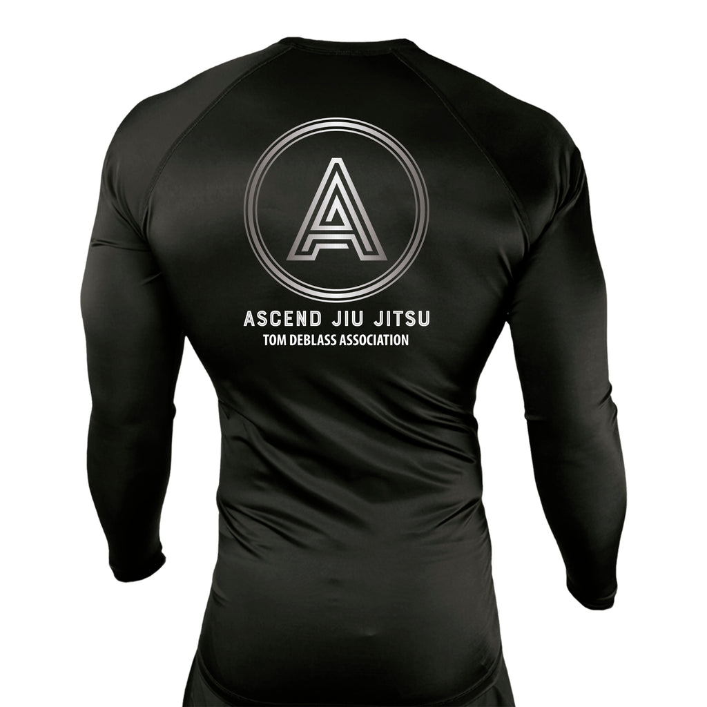 Ascend Jiu Jitsu All Black Custom Rash Guards Long Sleeves #8012 D