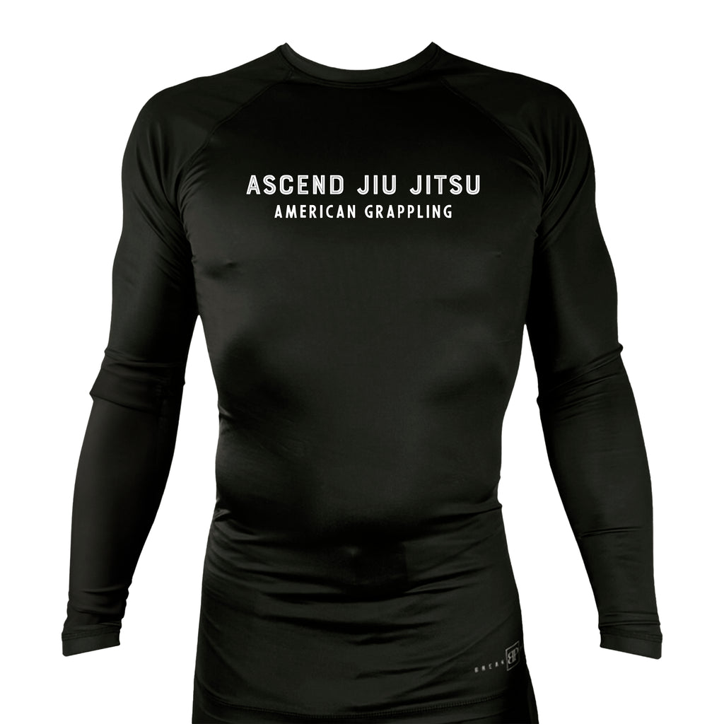 Ascend Jiu Jitsu All Black Custom Rash Guards Long Sleeves #8012 D