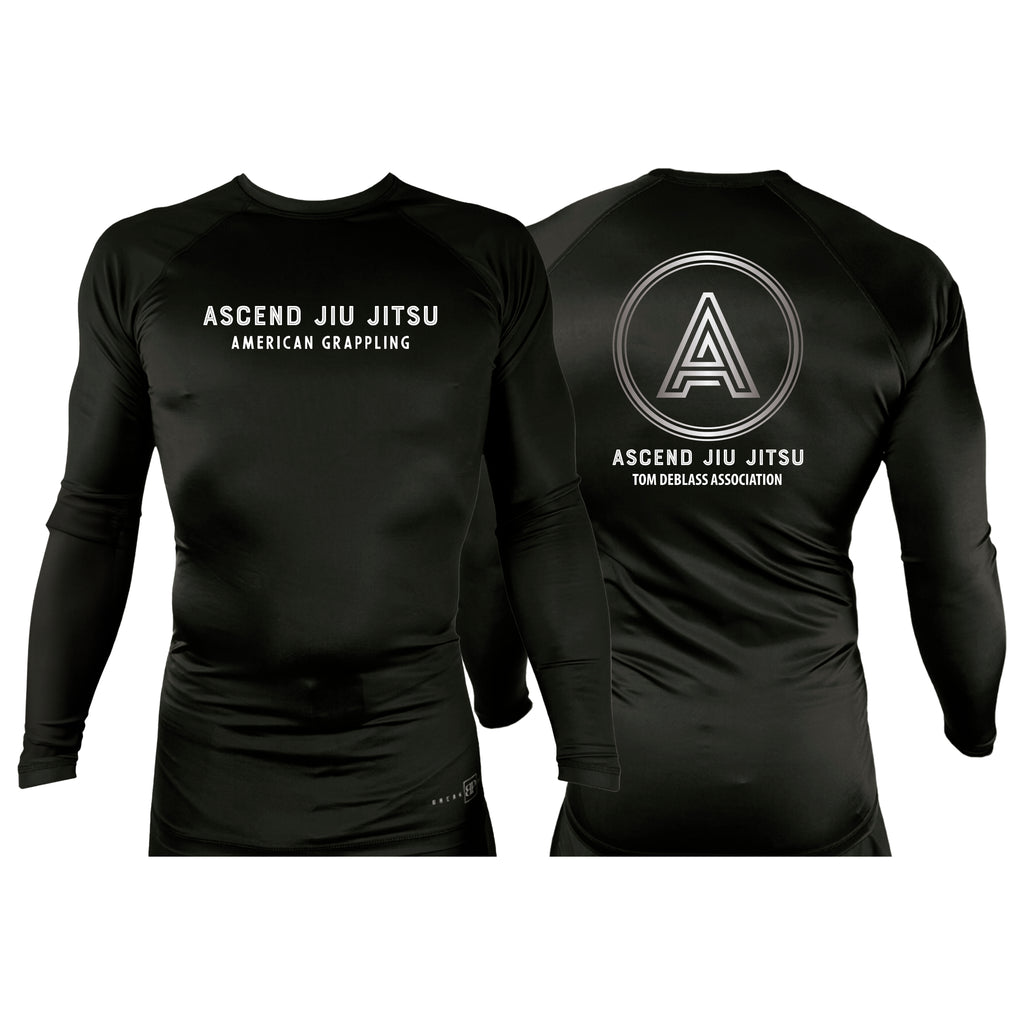 Ascend Jiu Jitsu All Black Custom Rash Guards Long Sleeves #8012 D