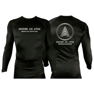 Ascend Jiu Jitsu All Black Custom Rash Guards Long Sleeves #8012 D