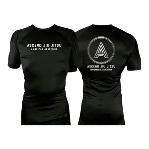 Ascend Jiu Jitsu All Black Custom Rash Guards Short Sleeves #8012 D