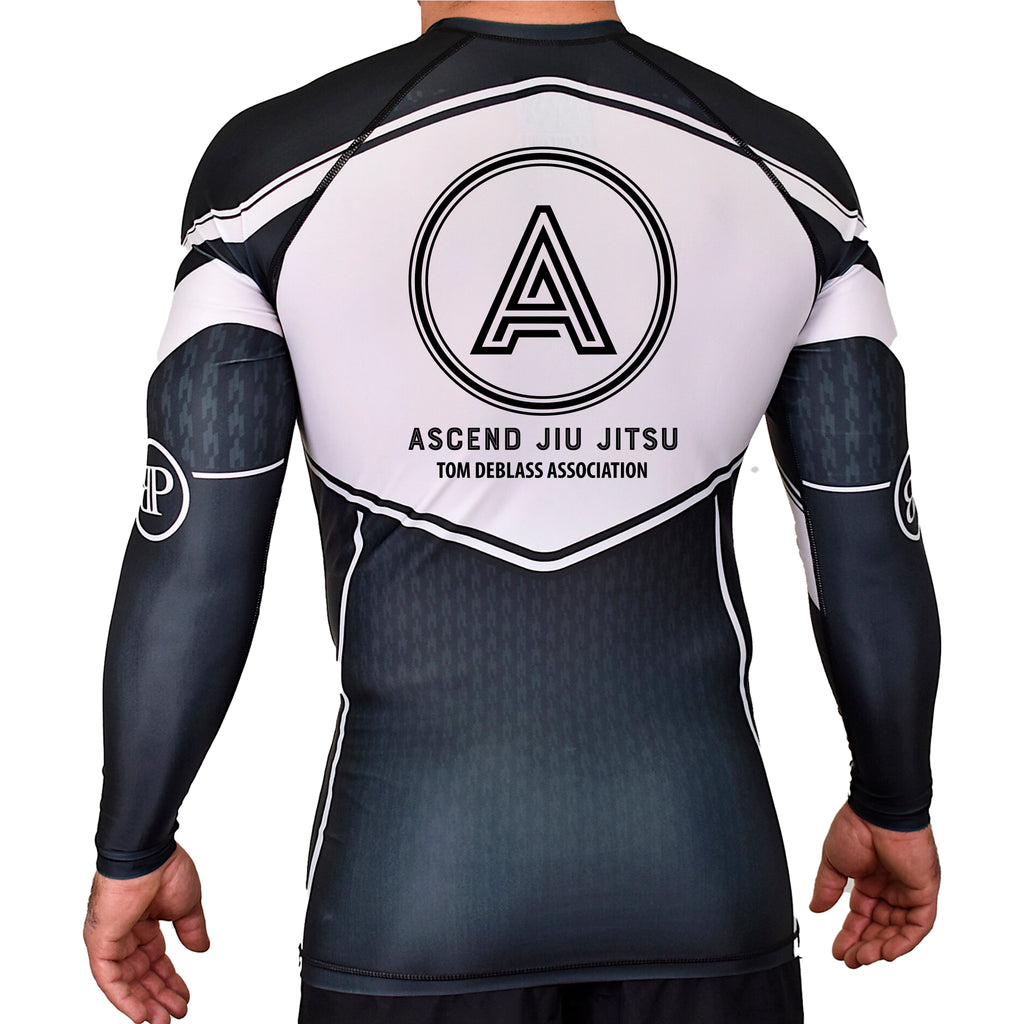 Ascend Jiu Jitsu Academy Rash Guards Black/White #8012