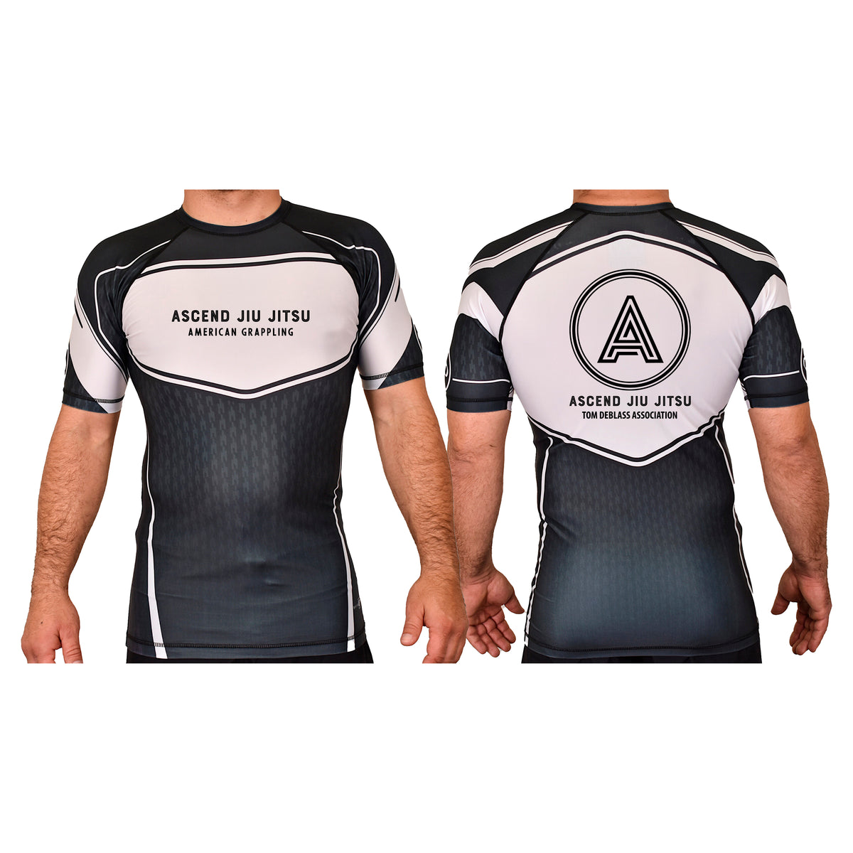 Ascend Jiu Jitsu Academy Rash Guards Black/White #8012