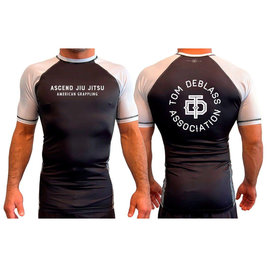 Ascend Jiu-Jitsu All Black Ranked Short Sleeve Rash Guards #8012 C