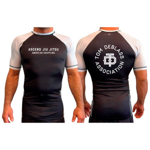 Ascend Jiu-Jitsu All Black Ranked Short Sleeve Rash Guards #8012 C