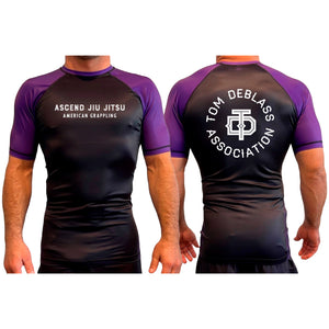 Ascend Jiu-Jitsu All Black Ranked Short Sleeve Rash Guards #8012 C