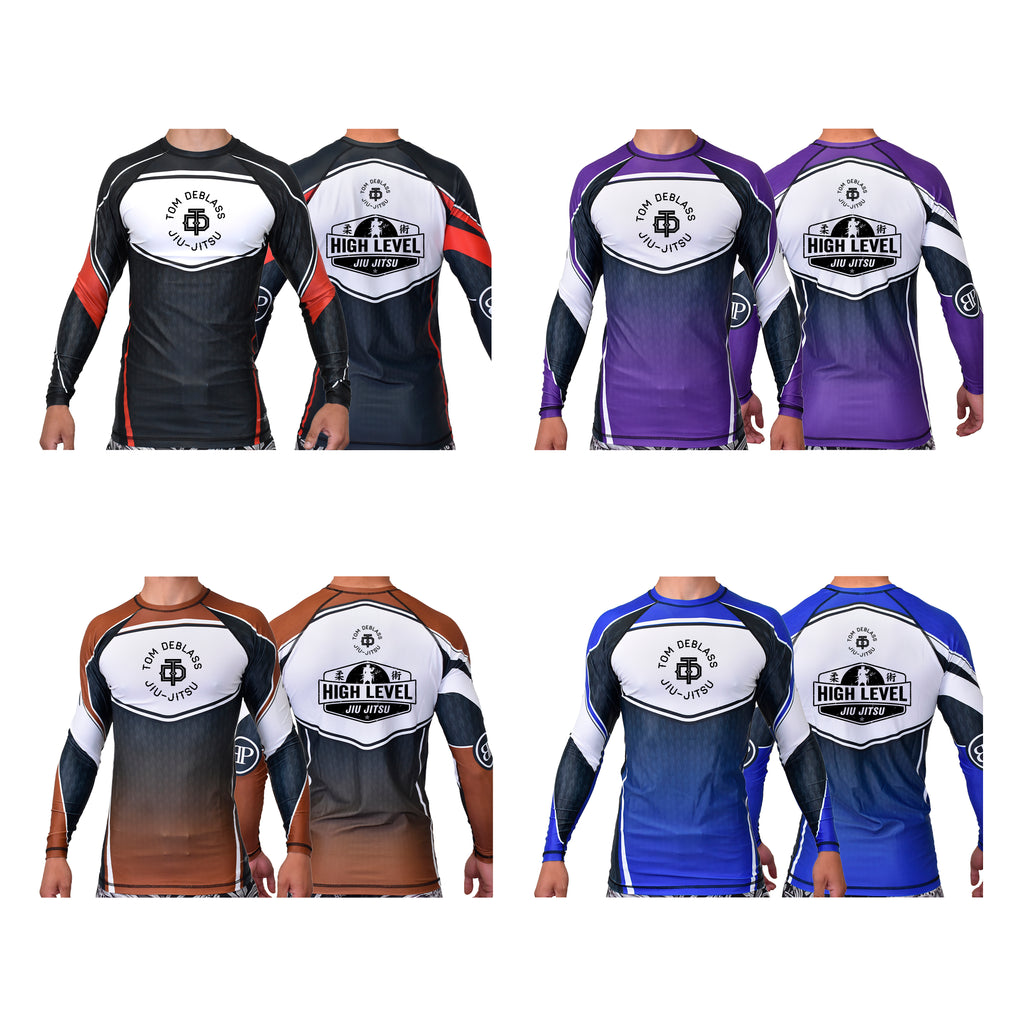 High Level JJ Academy Ranked Long Sleeve Rash Guards #8013 A