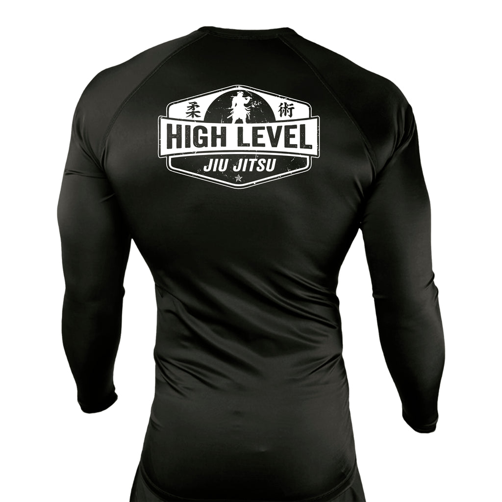 High Level JJ All Black Custom Rash Guards Long Sleeves #8013 A