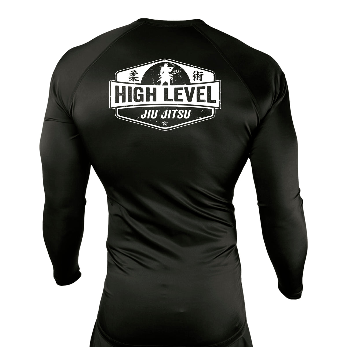High Level JJ All Black Custom Rash Guards Long Sleeves #8013 A