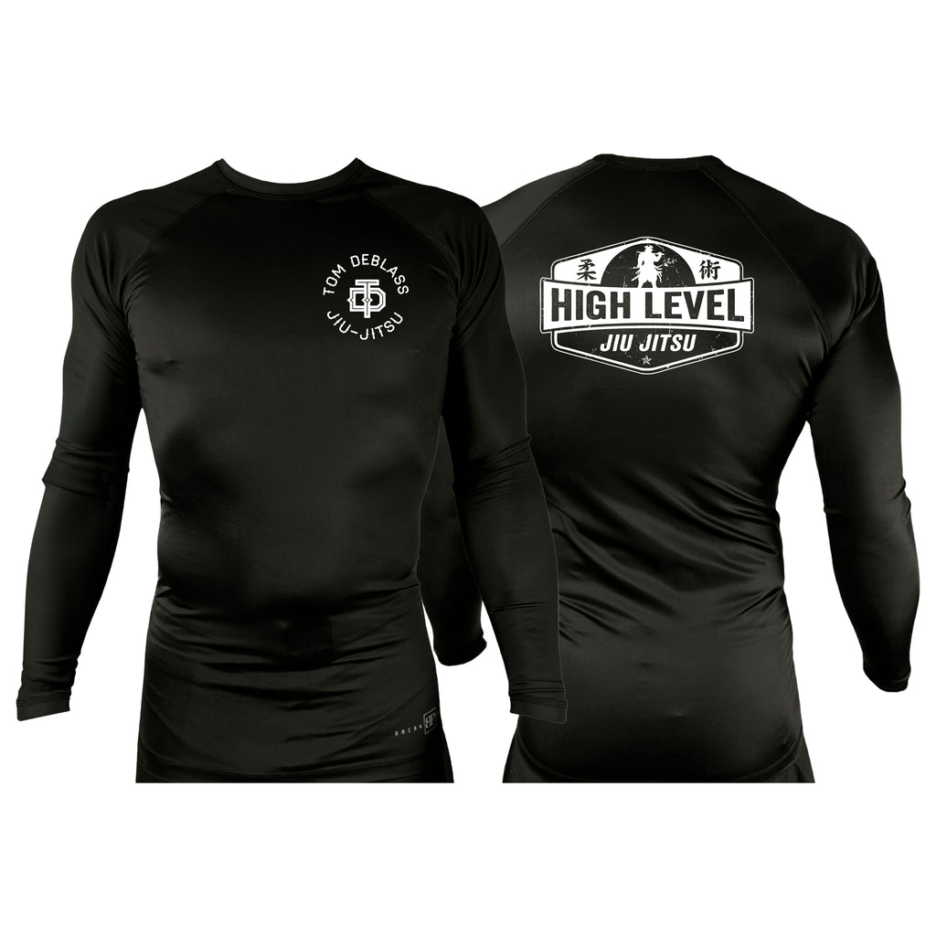 High Level JJ All Black Custom Rash Guards Long Sleeves #8013 A