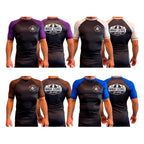 High Level JJ All Black Ranked Short Sleeve Rash Guards #8013 A