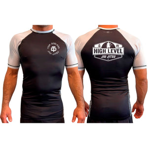 High Level JJ All Black Ranked Short Sleeve Rash Guards #8013 A
