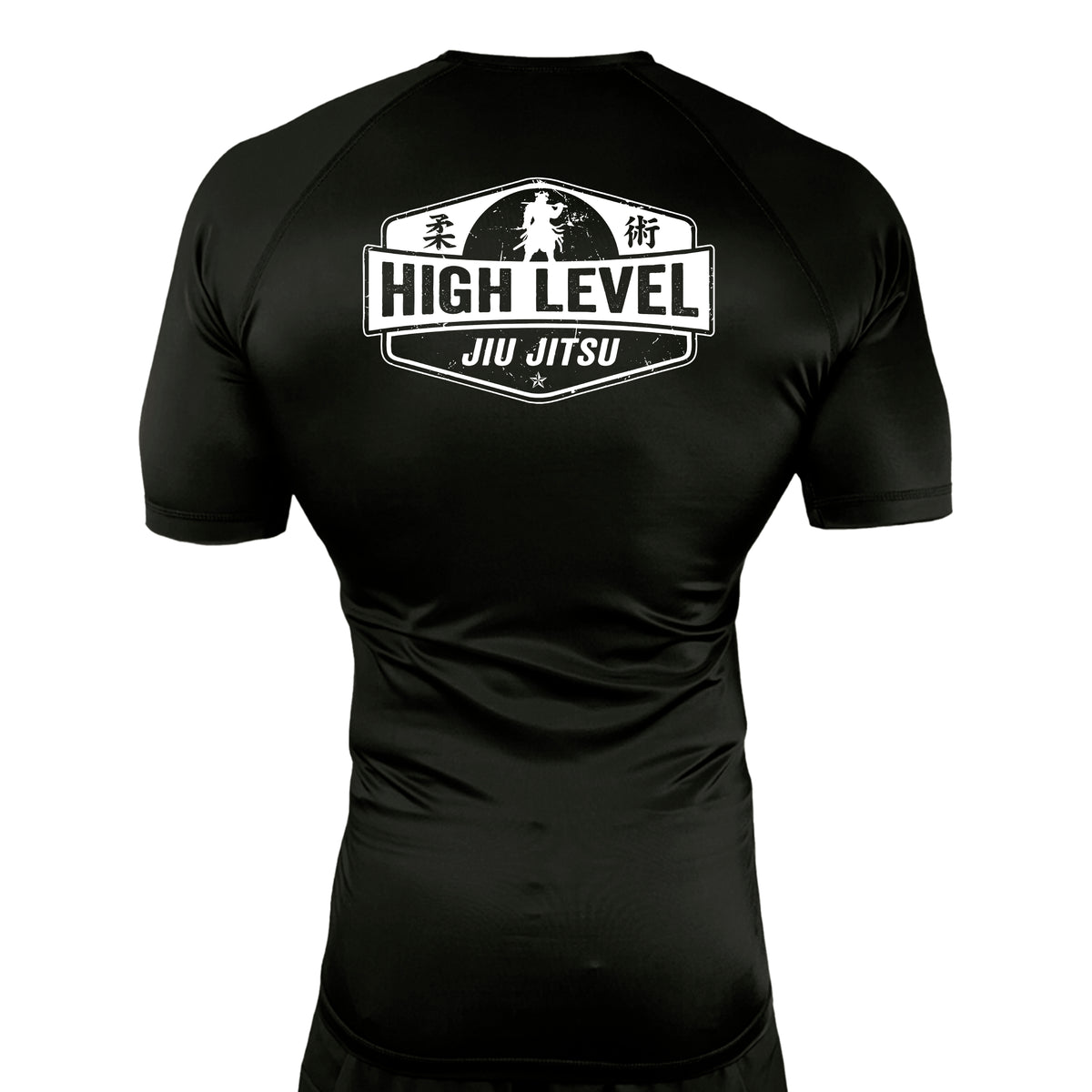High Level JJ All Black Custom Rash Guards Short Sleeves #8013 A