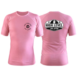 High Level JJ Pink Custom Rash Guards Short Sleeve #8013 A