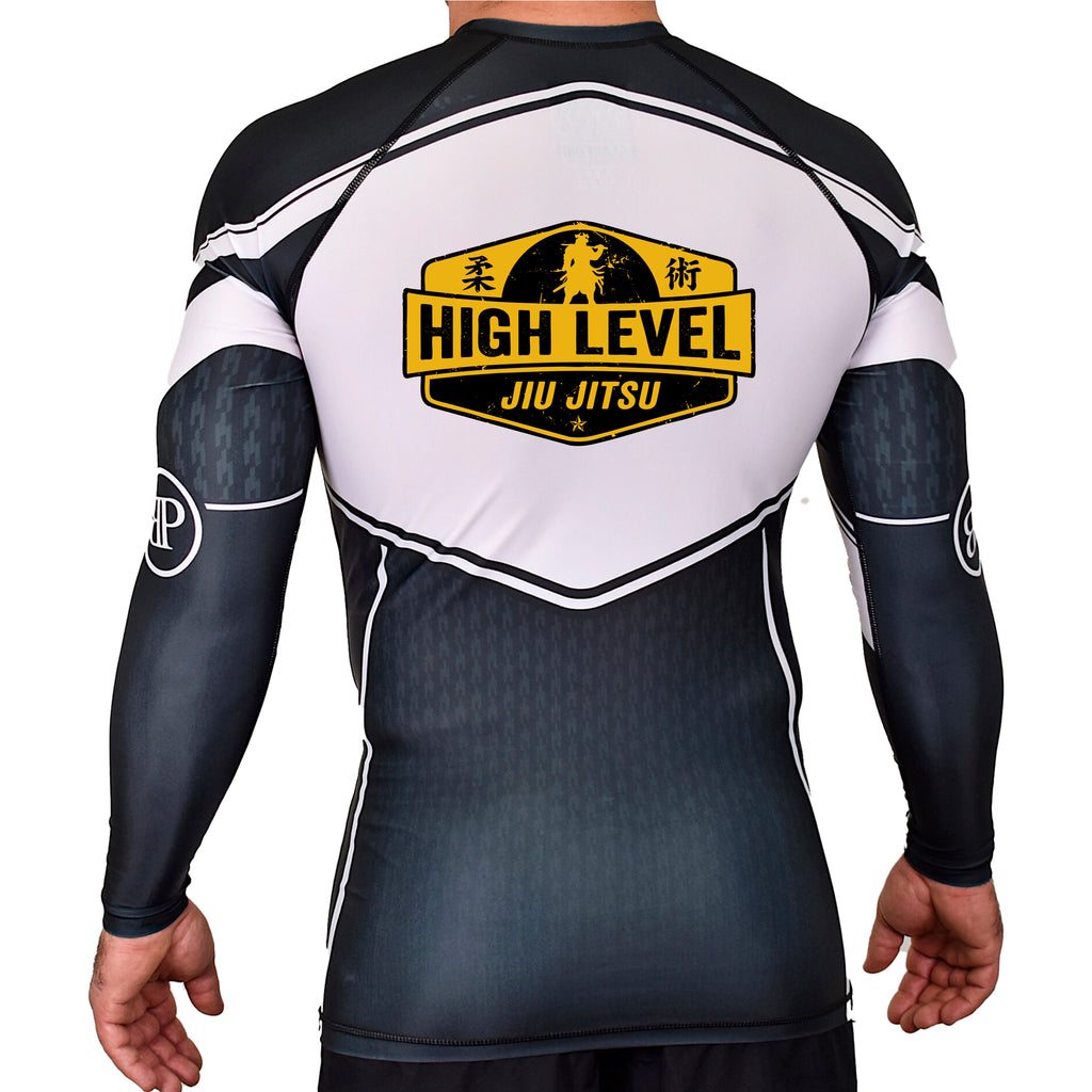 High Level JJ Academy Rash Guards Black/White #8013 B