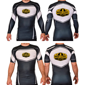 High Level JJ Academy Rash Guards Black/White #8013 B