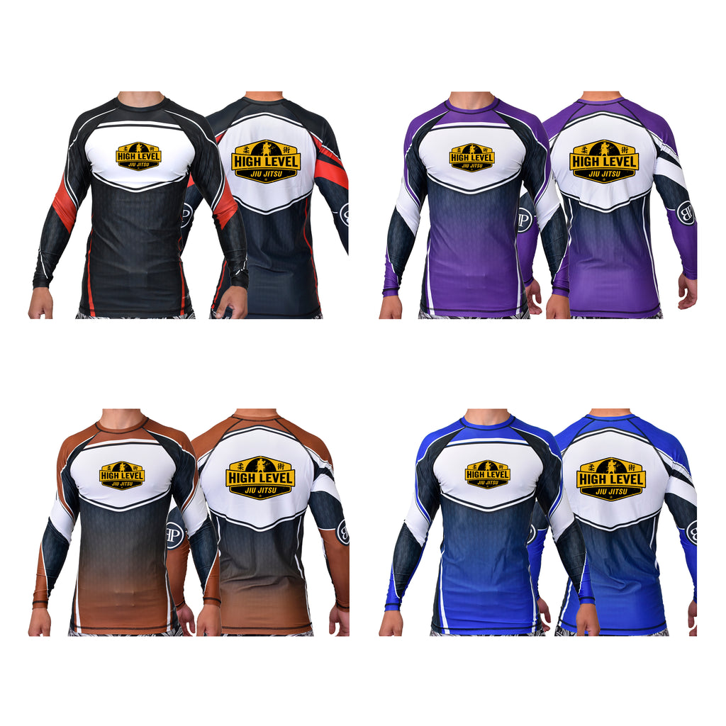 High Level JJ Academy Ranked Long Sleeve Rash Guards #8013 B