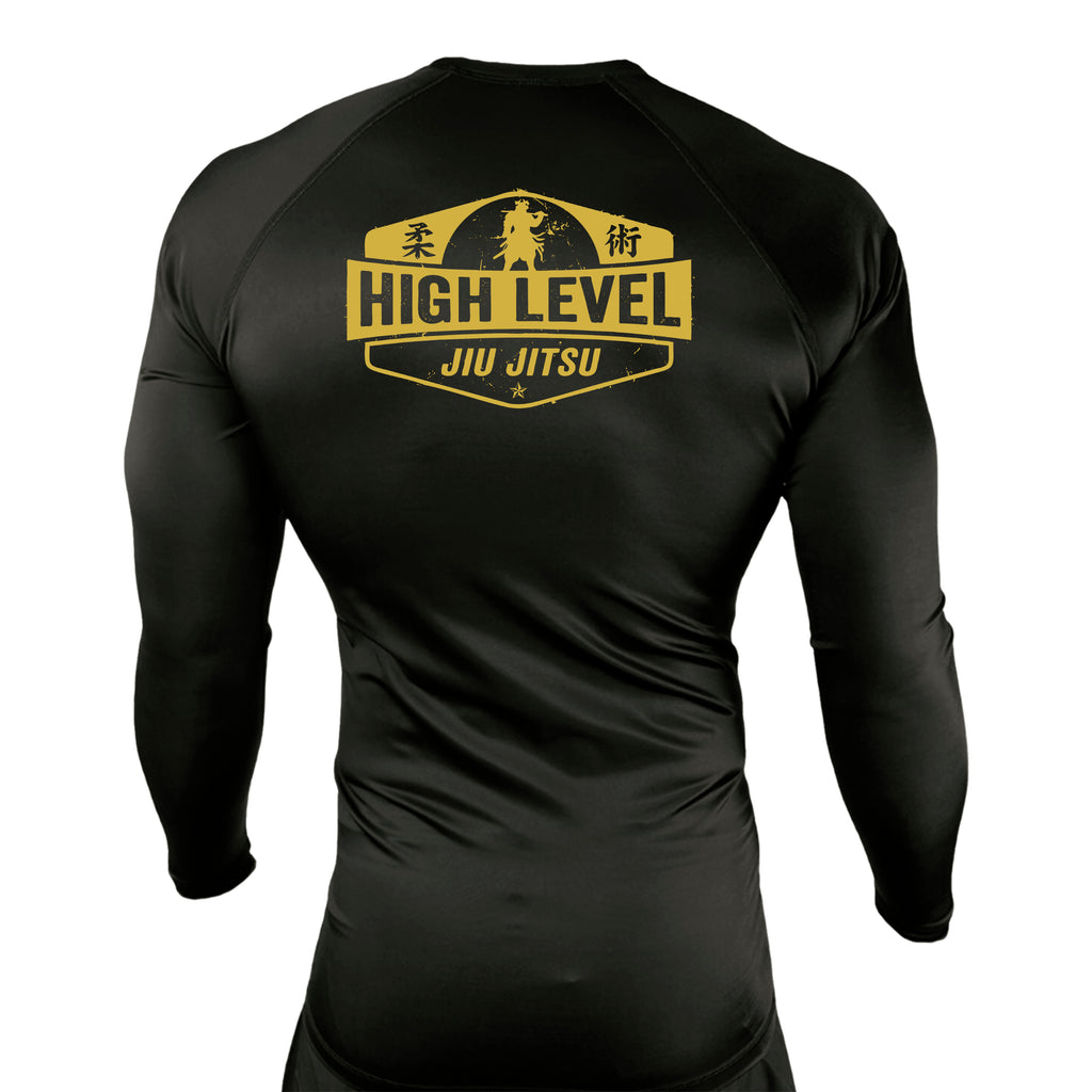 High Level JJ All Black Custom Rash Guards Long Sleeves #8013 B