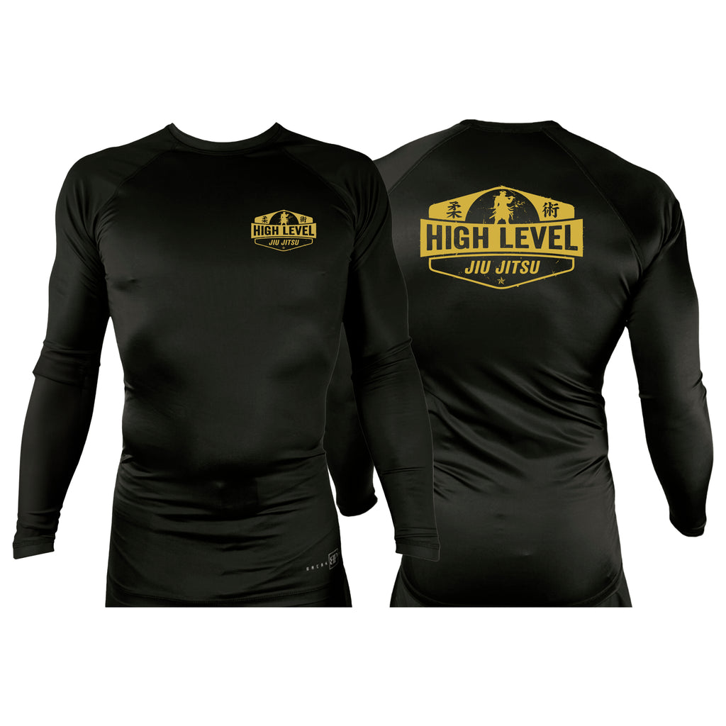 High Level JJ All Black Custom Rash Guards Long Sleeves #8013 B