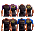 High Level JJ All Black Ranked Short Sleeve Rash Guards #8013 B