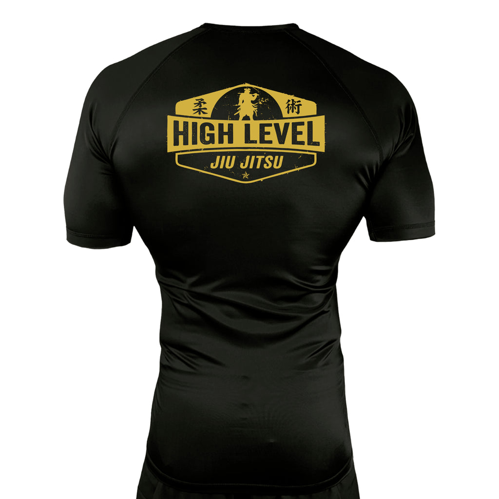 High Level JJ All Black Custom Rash Guards Short Sleeves #8013 B