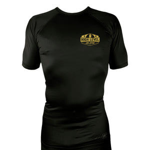 High Level JJ All Black Custom Rash Guards Short Sleeves #8013 B