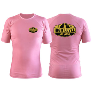 High Level JJ Pink Custom Rash Guards Short Sleeve #8013 B