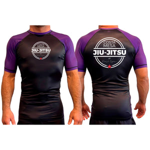 Costa Mesa Jiu Jitsu All Black Ranked Short Sleeve Rash Guards #8014