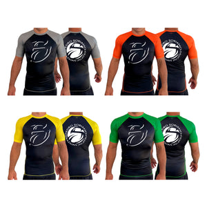 Shadow S All Black Ranked Short Sleeve Rash Guards #8015 B