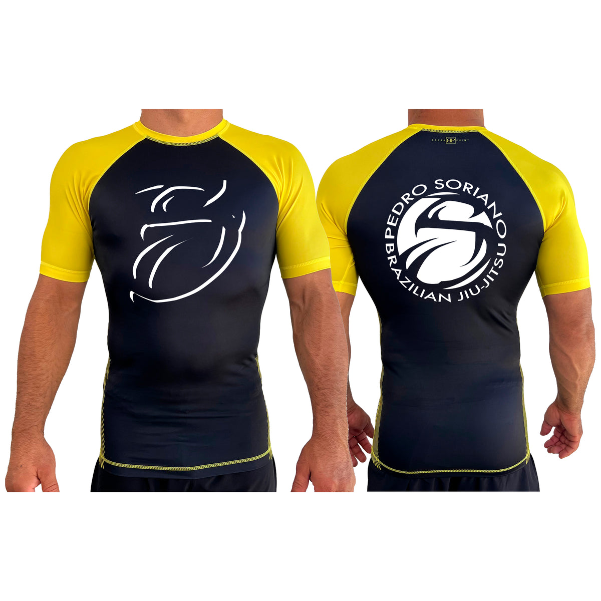 Shadow S All Black Ranked Short Sleeve Rash Guards #8015 B