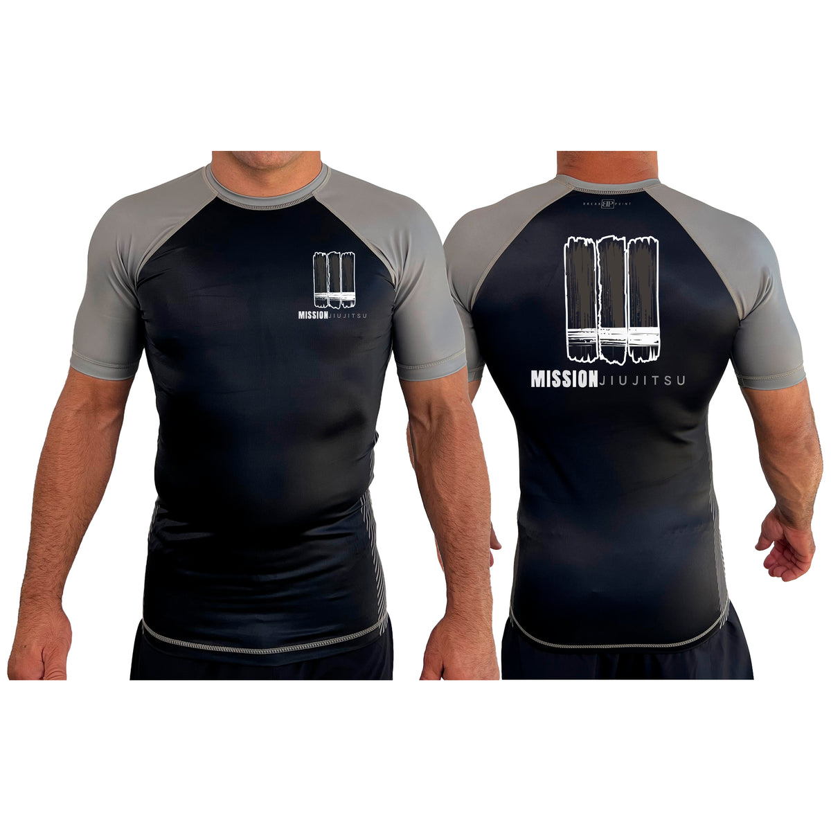 Mission JJ All Black Ranked Short Sleeve Rash Guards  #8016