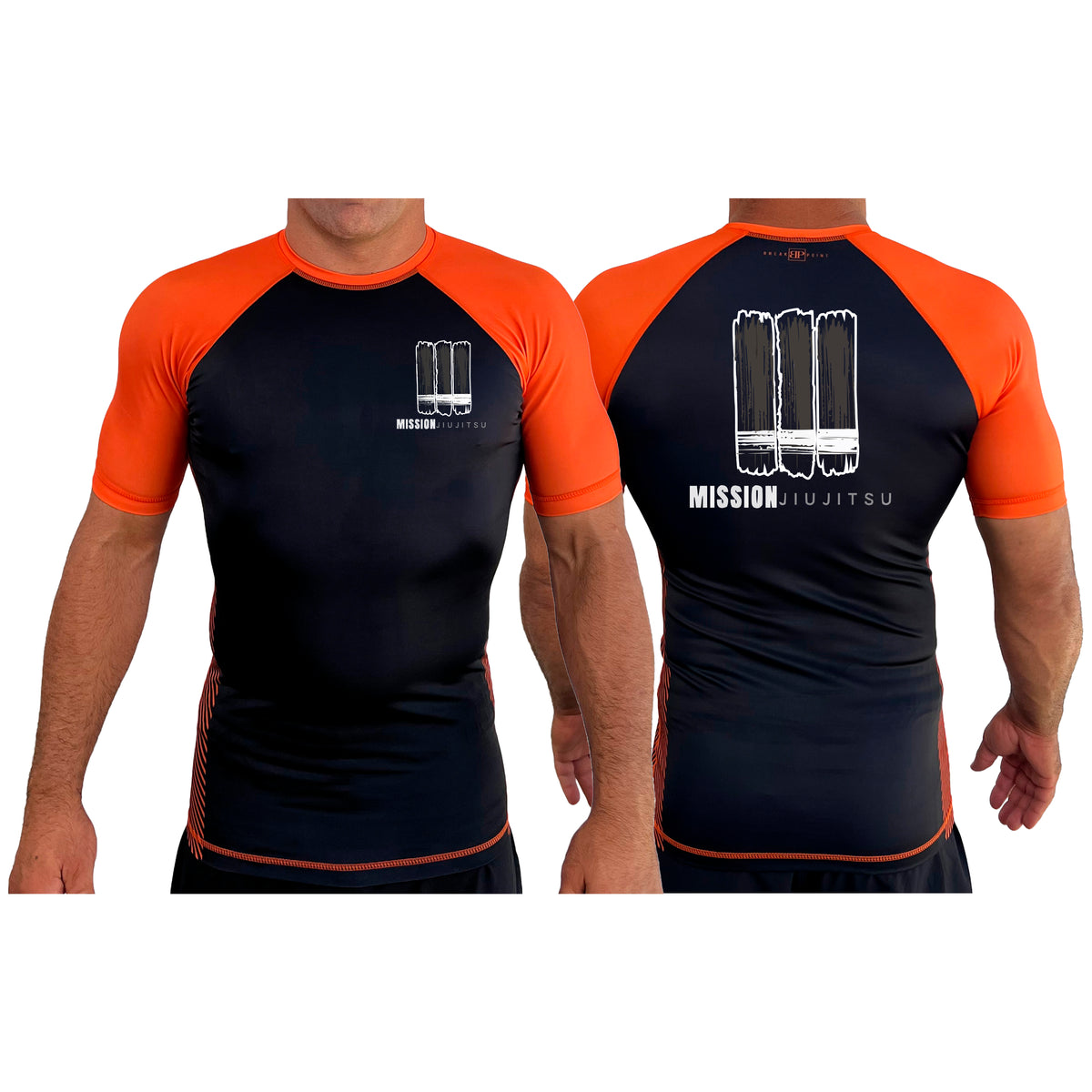Mission JJ All Black Ranked Short Sleeve Rash Guards  #8016