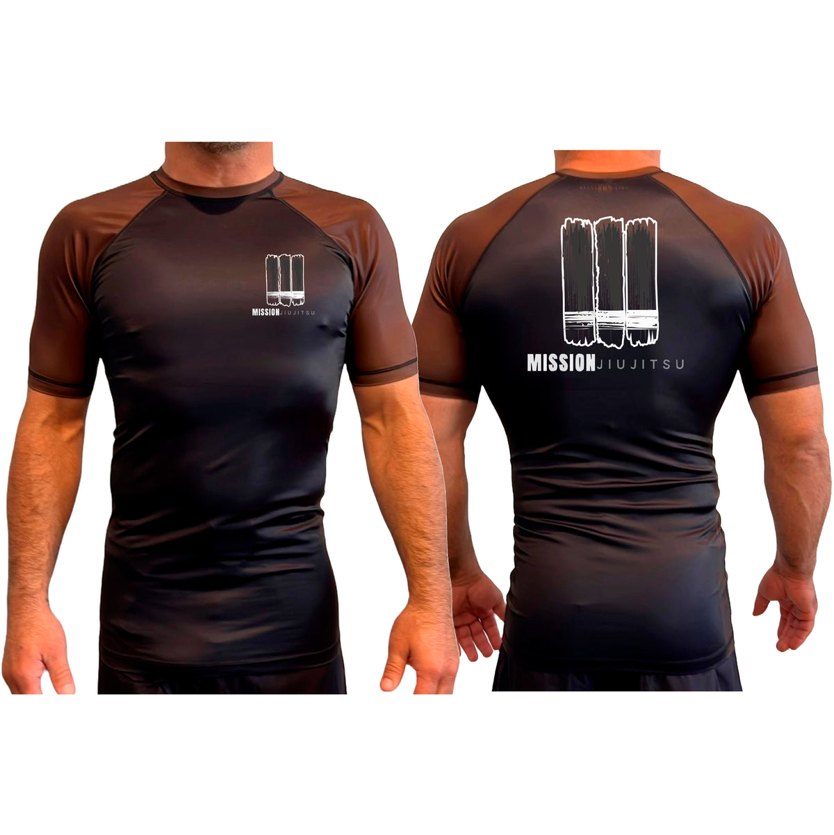 Mission JJ All Black Ranked Short Sleeve Rash Guards #8016