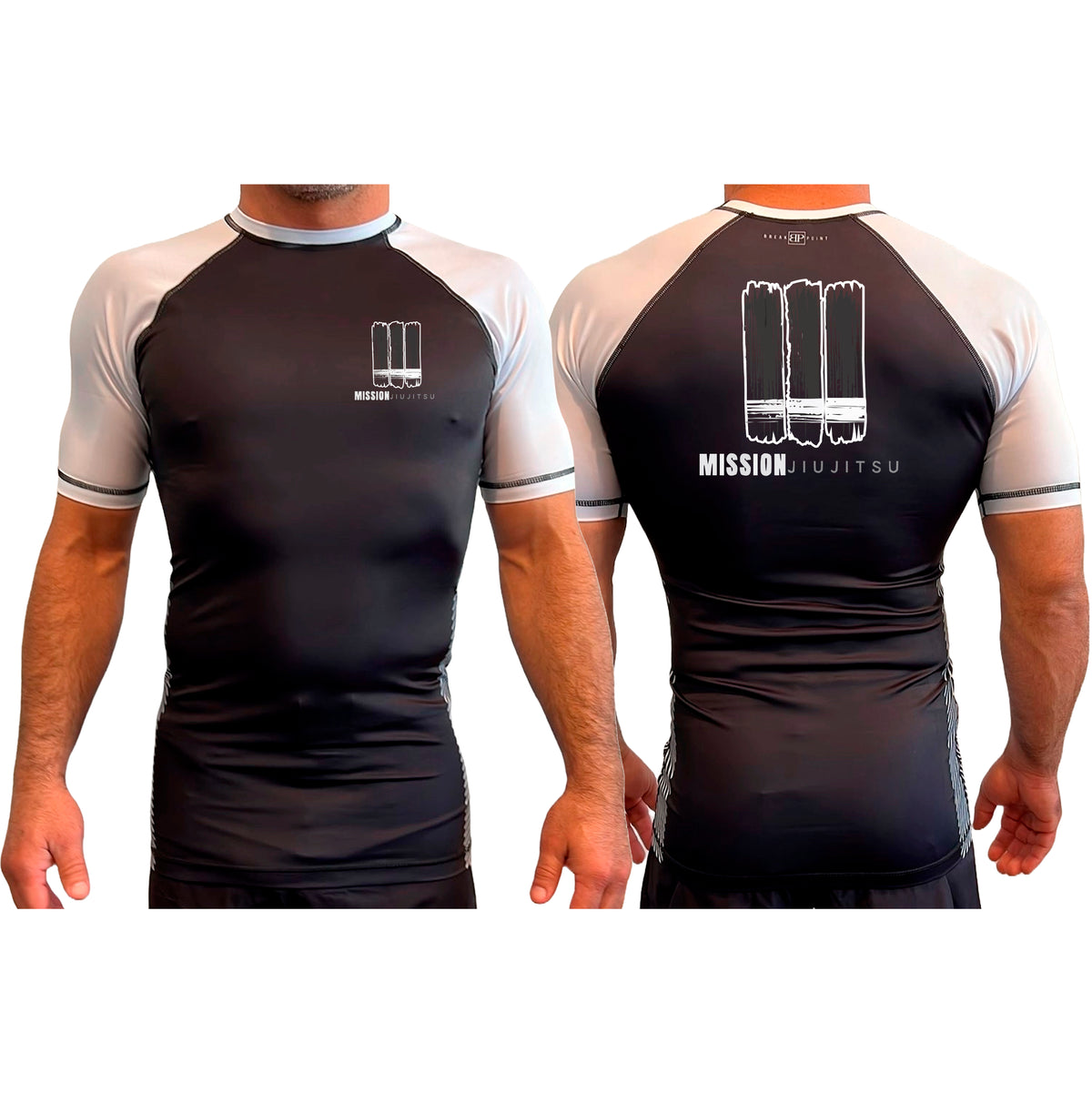 Mission JJ All Black Ranked Short Sleeve Rash Guards #8016
