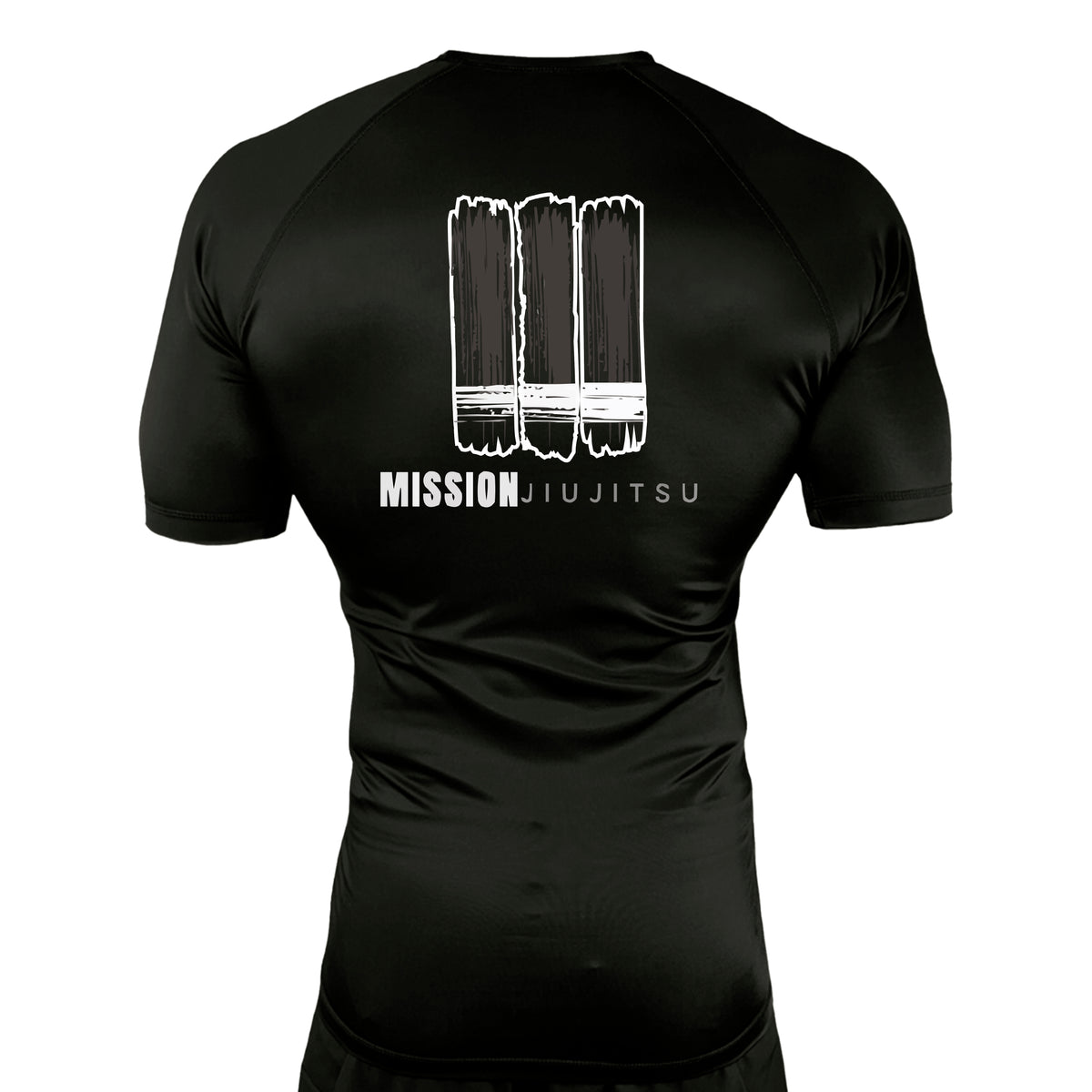Mission JJ All Black Custom Rash Guards Short Sleeves #8016
