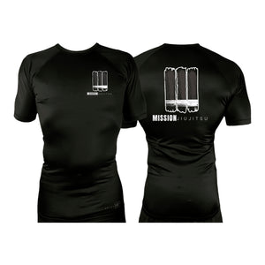 Mission JJ All Black Custom Rash Guards Short Sleeves #8016