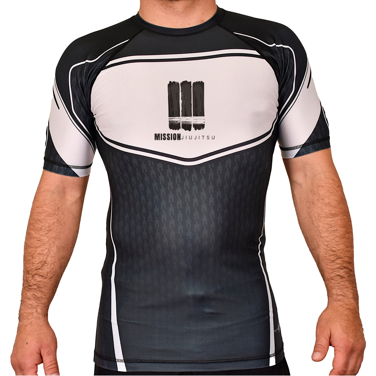 Mission JJ Academy Rash Guards Black/White #8016