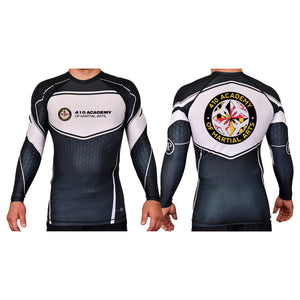 410 Academy of Martial Arts Academy Rash Guards Black/White #8017