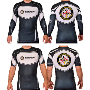 410 Academy of Martial Arts Academy Rash Guards Black/White #8017