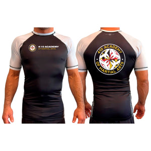 410 Academy of Martial Arts All Black Ranked Short Sleeve Rash Guards  #8017