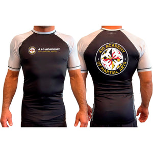 410 Academy of Martial Arts All Black Ranked Short Sleeve Rash Guards #8017