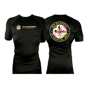 410 Academy of Martial Arts All Black Custom Rash Guards Short Sleeves #8017