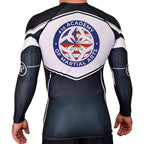 410 Academy of Martial Arts Academy Rash Guards Black/White #8017 C